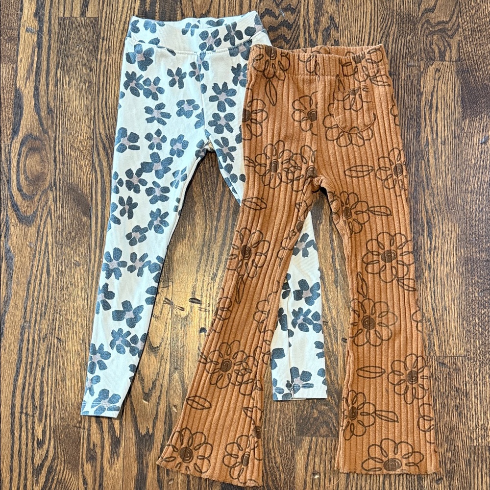 Zara Beige and Black Floral Leggings